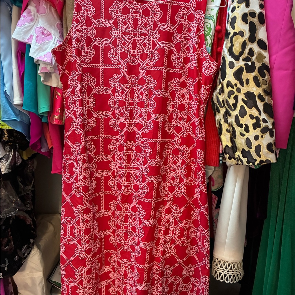 Jude Connally Red and White Geometric Dress size medium